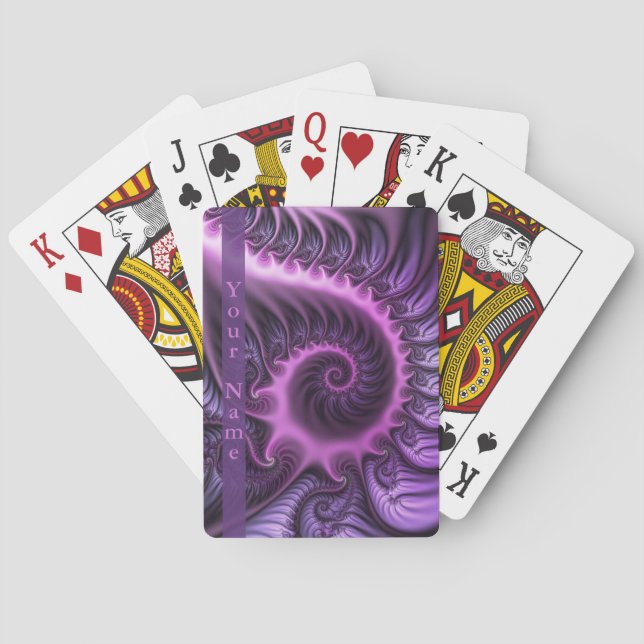 Vivid Abstract Cool Pink Purple Fractal Art Name Playing Cards (Back)