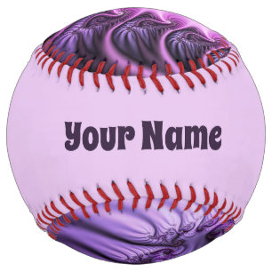 Vivid Abstract Cool Pink Purple Fractal Art Name Softball
