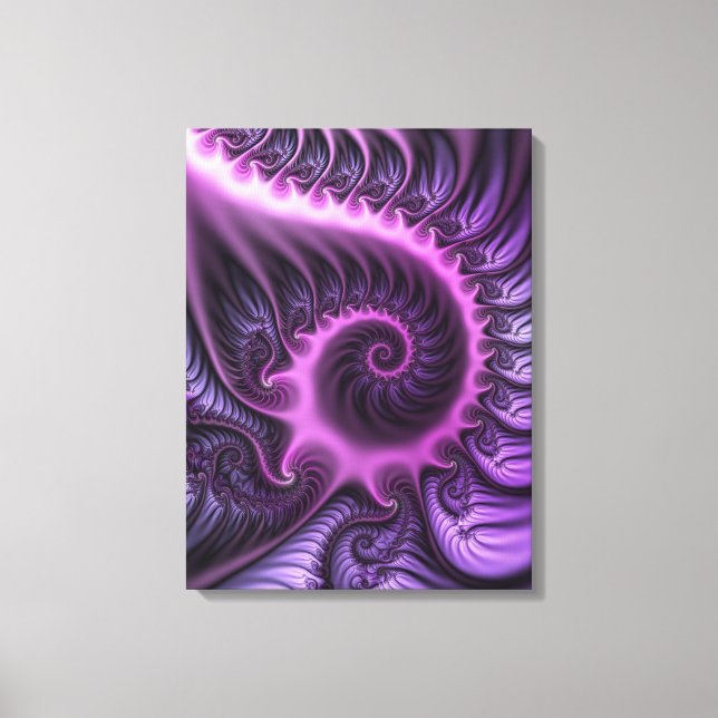 Vivid Abstract Cool Pink Purple Fractal Art Spiral Canvas Print (Front)