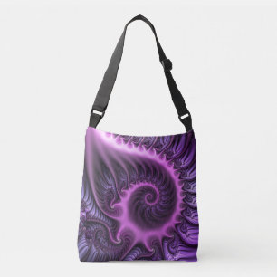 Vivid Abstract Cool Pink Purple Fractal Art Spiral Crossbody Bag