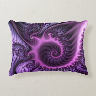 Vivid Abstract Cool Pink Purple Fractal Art Spiral Decorative Cushion