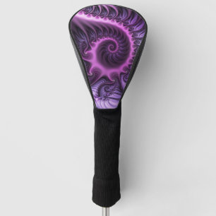 Vivid Abstract Cool Pink Purple Fractal Art Spiral Golf Head Cover