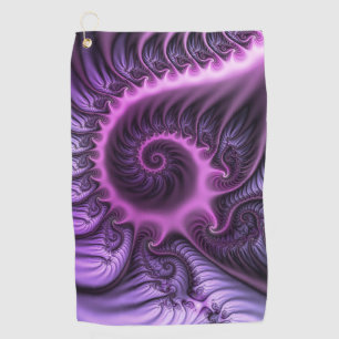 Vivid Abstract Cool Pink Purple Fractal Art Spiral Golf Towel
