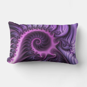 Vivid Abstract Cool Pink Purple Fractal Art Spiral Lumbar Cushion