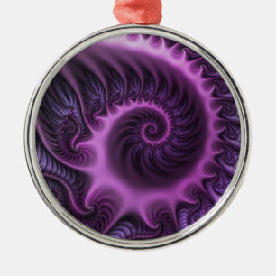 Vivid Abstract Cool Pink Purple Fractal Art Spiral Metal Tree Decoration