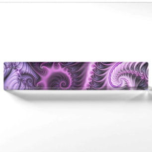 Vivid Abstract Cool Pink Purple Fractal Art Spiral Nameplate