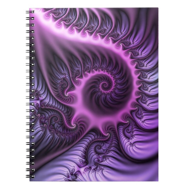 Vivid Abstract Cool Pink Purple Fractal Art Spiral Notebook (Front)