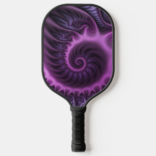 Vivid Abstract Cool Pink Purple Fractal Art Spiral Pickleball Paddle