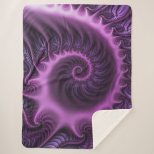 Vivid Abstract Cool Pink Purple Fractal Art Spiral Sherpa Blanket