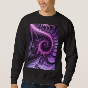 Vivid Abstract Cool Pink Purple Fractal Art Spiral Sweatshirt