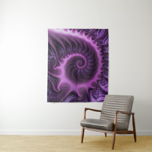 Vivid Abstract Cool Pink Purple Fractal Art Spiral Tapestry