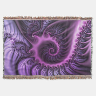 Vivid Abstract Cool Pink Purple Fractal Art Spiral Throw Blanket