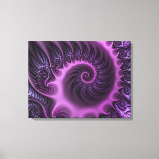 Vivid Abstract Cool Pink Purple Fractal Triptych Canvas Print (Front)