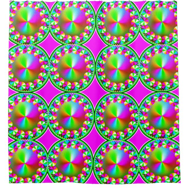 Vivid Abstract Digital Art Shower Curtain" Curtain (Front)