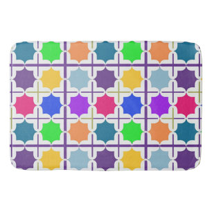 Vivid Abstract Geometric Pattern in Bold Colours Bath Mat