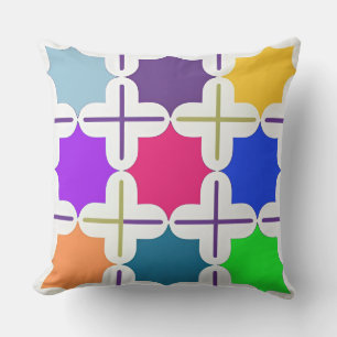 Vivid Abstract Geometric Pattern in Bold Colours Cushion