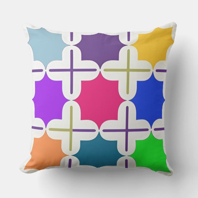 Vivid Abstract Geometric Pattern in Bold Colours Cushion (Front)