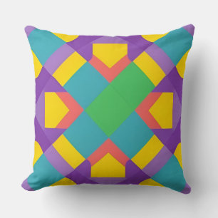 Vivid Abstract Geometric Pattern in Bold Colours Cushion