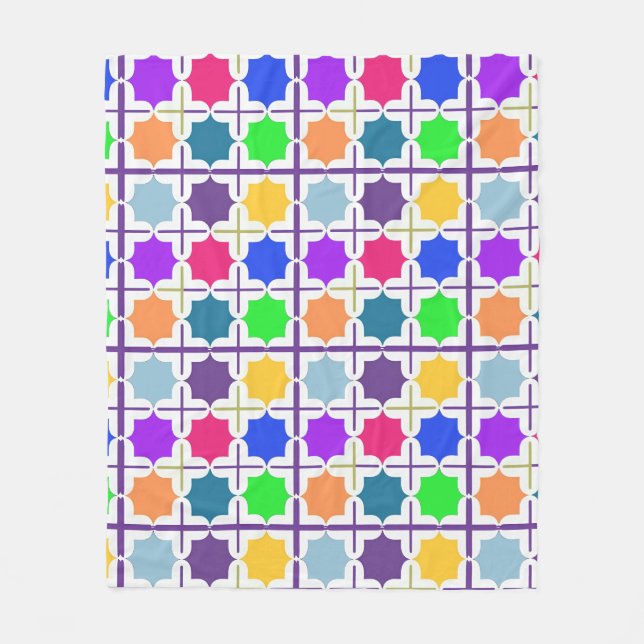 Vivid Abstract Geometric Pattern in Bold Colours Fleece Blanket (Front)
