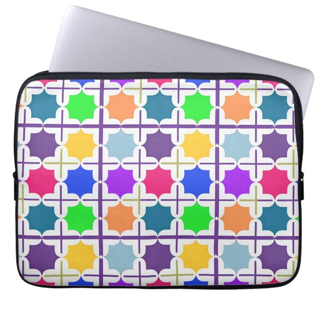 Vivid Abstract Geometric Pattern in Bold Colours Laptop Sleeve (Front)