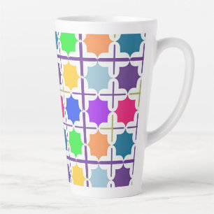 Vivid Abstract Geometric Pattern in Bold Colours Latte Mug