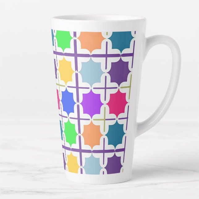 Vivid Abstract Geometric Pattern in Bold Colours Latte Mug (Right)