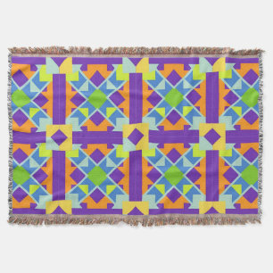 Vivid Abstract Geometric Pattern in Bold Colours Throw Blanket