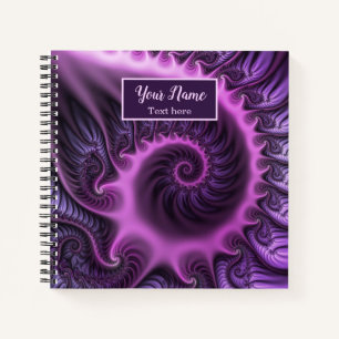 Vivid Abstract Pink Purple Fractal Art Spiral Name Notebook