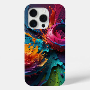 Vivid Abstract Splash Art – Colorful Paint Explosi iPhone 15 Pro Case