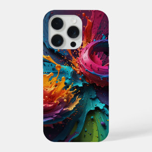 Vivid Abstract Splash Art – Colorful Paint Explosi iPhone 15 Pro Case