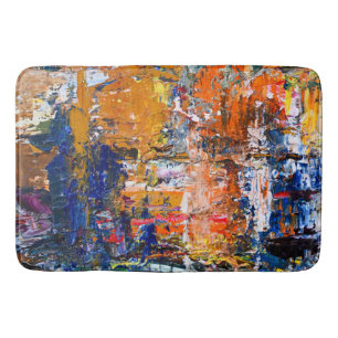 Vivid Abstraction – Oil Paint Chaos on Artist’s Pa Bath Mat