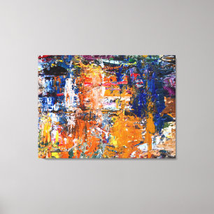 Vivid Abstraction – Oil Paint Chaos on Artist’s Pa Canvas Print