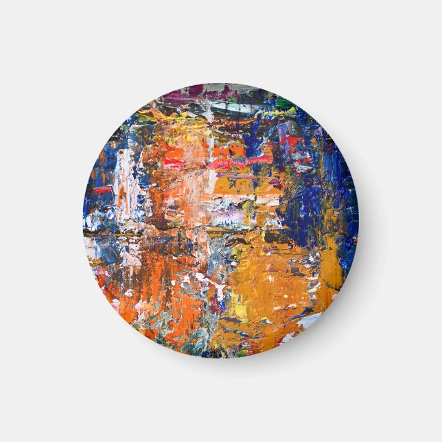 Vivid Abstraction – Oil Paint Chaos on Artist’s Pa Magnet (Front)