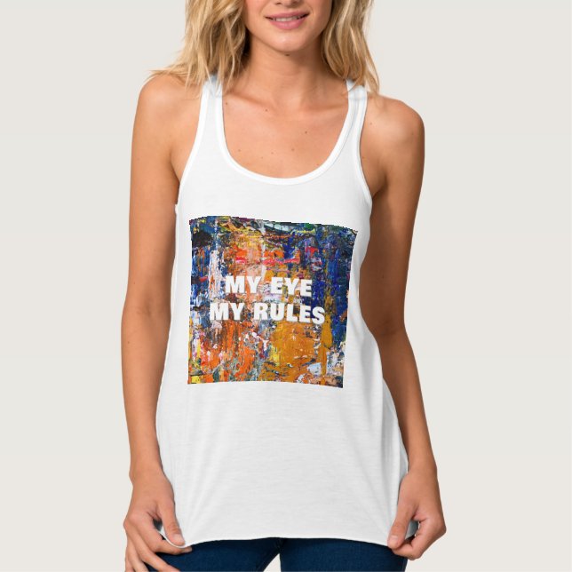 Vivid Abstraction – Oil Paint Chaos on Artist’s Pa Singlet (Front)