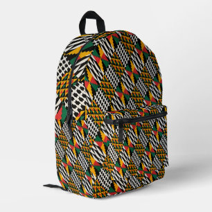 Vivid African Colors In Graphic Diamond Pattern Printed Backpack