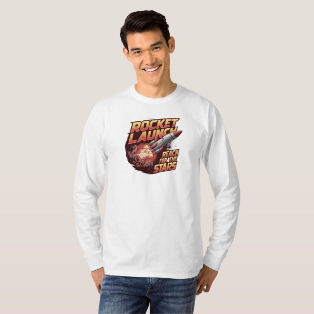 Vivid and Bold Rocket Launch Long Sleeve T-Shirt (Front Full)