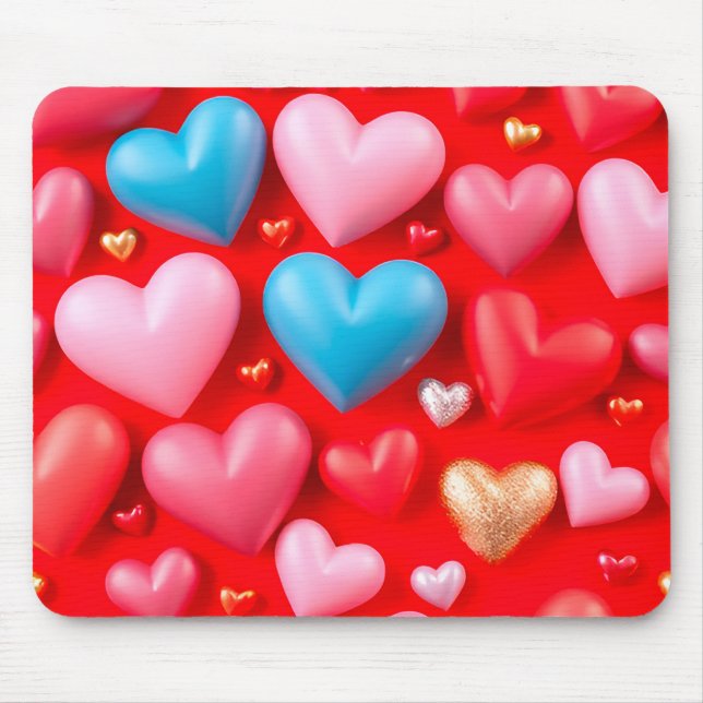 Vivid arrangement of hearts mouse pad (Front)