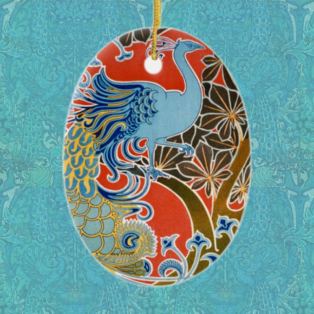 Vivid Art Nouveau Peacock Ceramic Tree Decoration (Creator Uploaded)