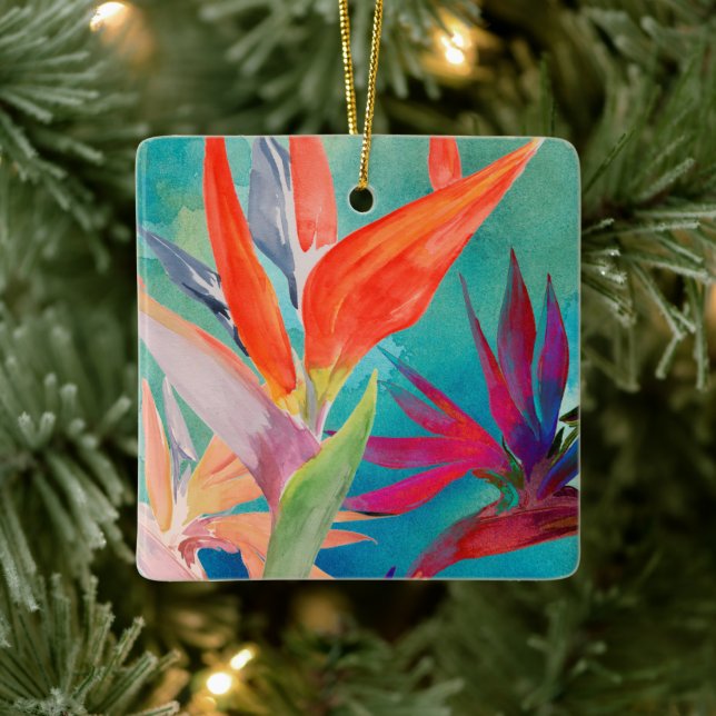 Vivid Birds of Paradise Ceramic Ornament (Tree)
