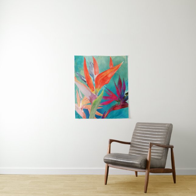 Vivid Birds of Paradise Tapestry (In Situ)