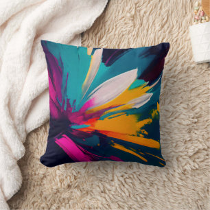 Vivid Bloom – Explosive Abstract Floral Energy Cushion