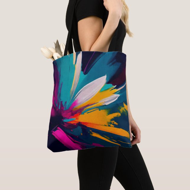 Vivid Bloom – Explosive Abstract Floral Energy Tote Bag (Close Up)