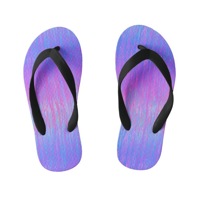 Vivid Blue and Pink Streaks Gradient Kid's Jandals (Footbed)