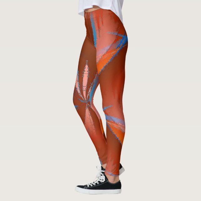 Vivid Blue Brown Orange Leggings (Left)