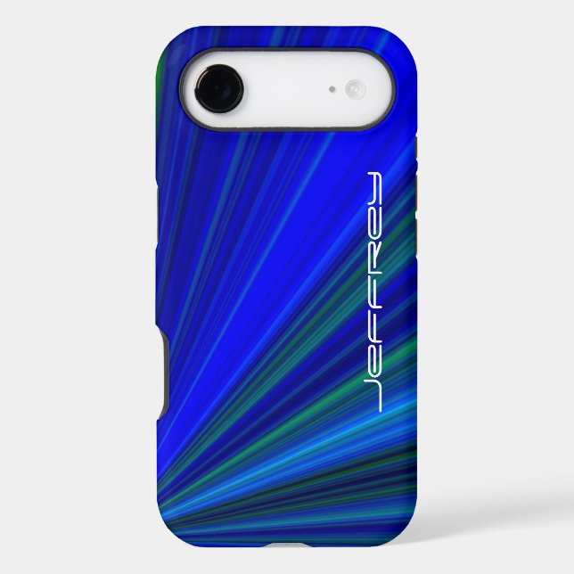 Vivid Blue & Green Starburst, Personalised Name (Back)