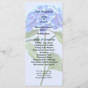 Vivid Blue Hydrangea Wedding Program Programme