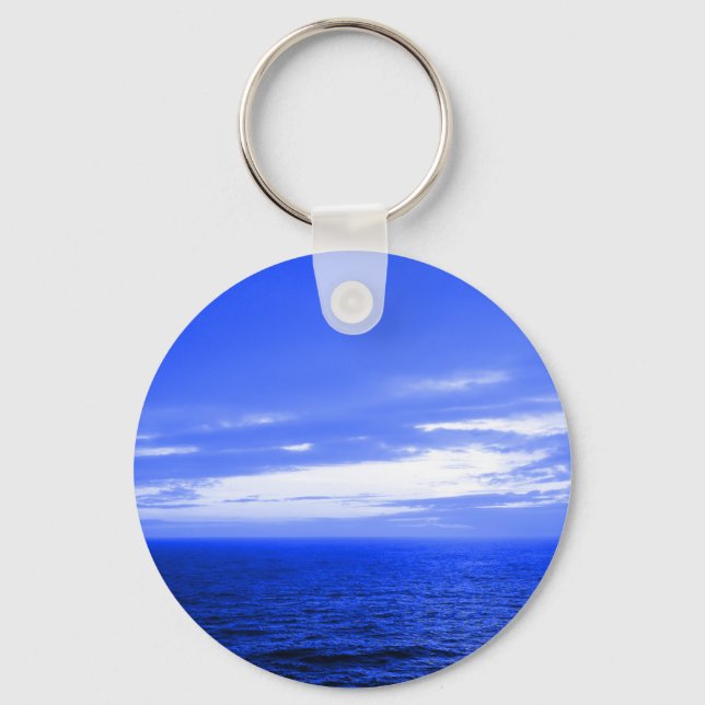 Vivid Blue Ocean Sunset Sky Keychain (Front)