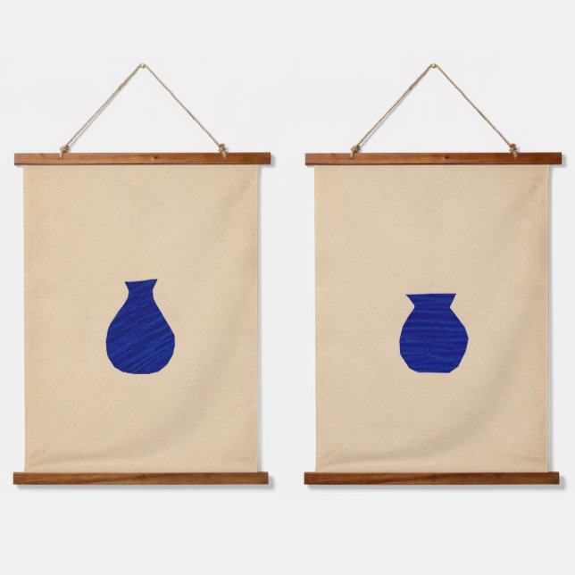 Vivid blue vases hanging tapestry (Double)