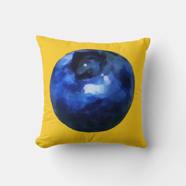 Vivid Blueberry Print Throw Pillow (Front)