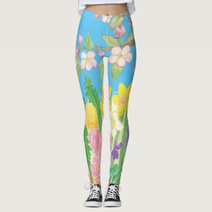 Vivid & Bright Spring Flowers that Radiate Joy    Leggings